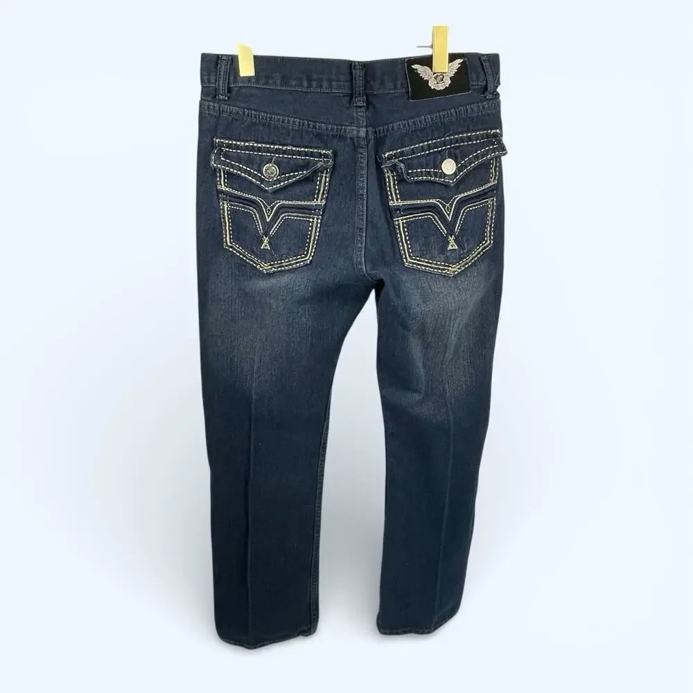 Tuff Gear Men's Straight Leg Flap Stitched Pocket Jeans 34x32